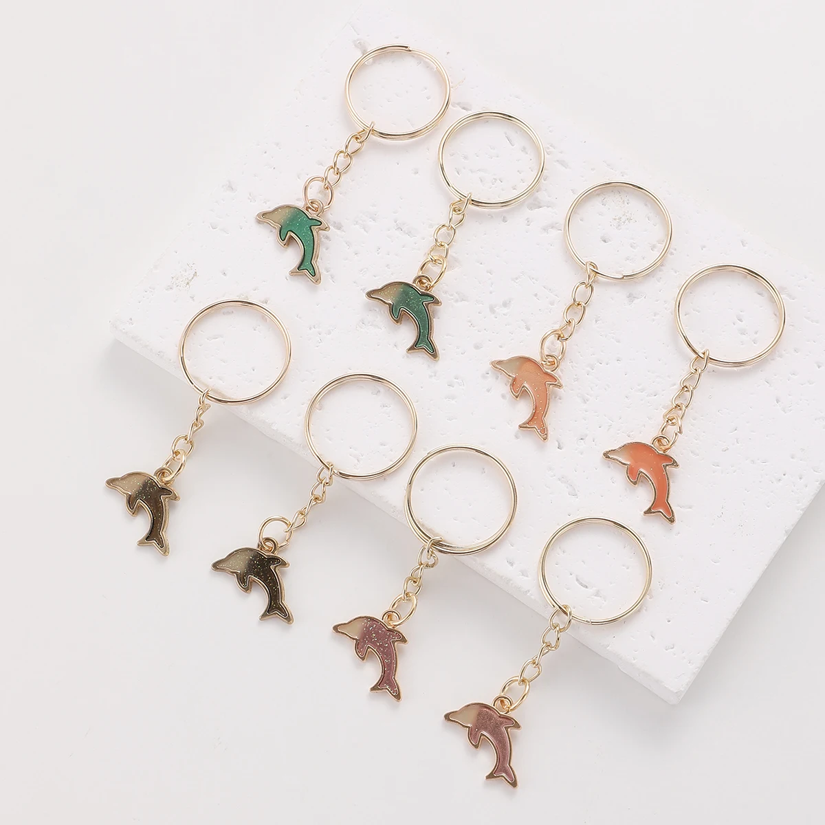 

8pcs Sweet Cute Alloy Dolphin Keyring Metal Keychain decoration Purse Bag Backpack Accessory Charm Birthday Party Favors Gift