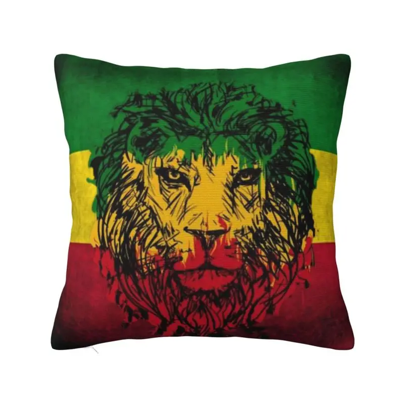 Custom Lion Of Judah Rasta Jamaican Reggae Pillow Case 45x45cm Rastafarian Art Luxury Cushion Cover Car Pillowcase