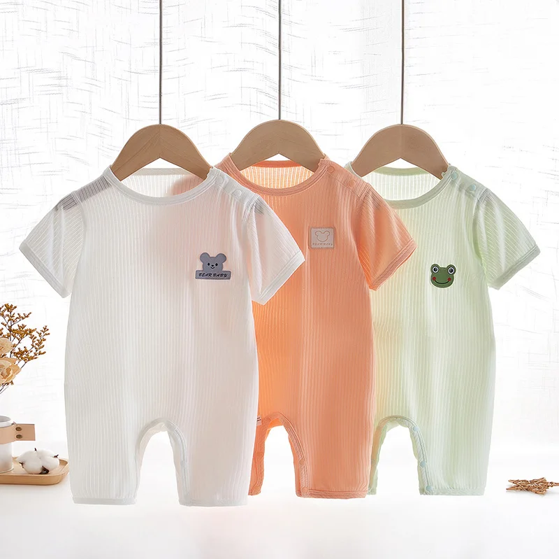 

Baby Onesie Summer Thin Modal Newborn Clothes Men and Women Baby Short Sleeves Trousers Romper Air-conditioned Clothes