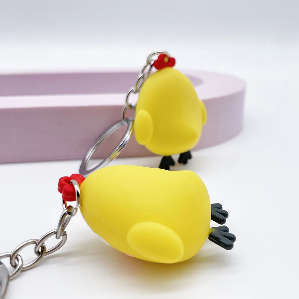 10 Pcs Little Yellow Chicken Keychain Slim Wallet Toy Mini Backpack of The Lid Decorative Keyring Purse Charm