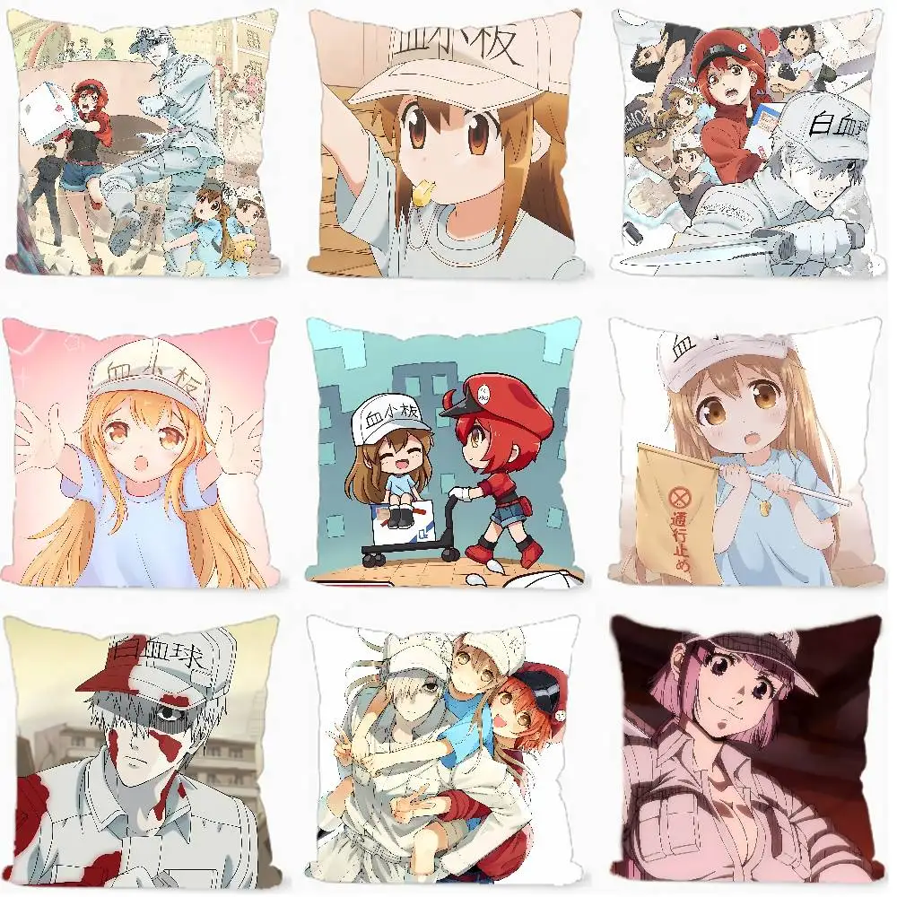 Comic C-Cells At WorkS Pillow Case Fashion Square Pillowcase Bedroom Sofa Room Ins Decoration Leisure