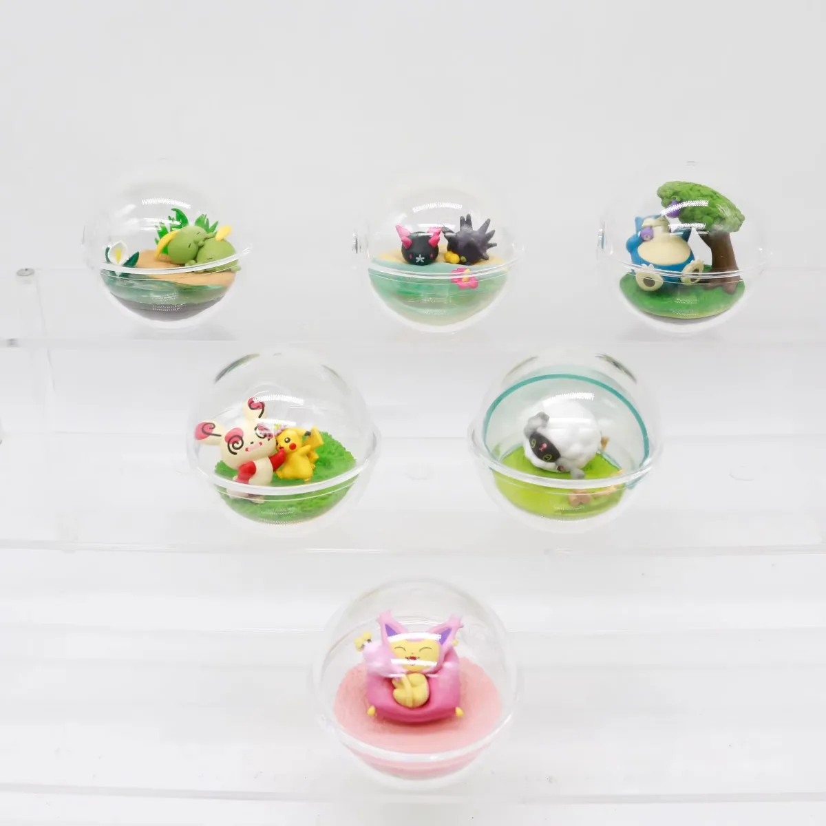 Pokemon Terrarium Happy Play Miniature Scene Blind Box Spinda Pikachu Wooloo Gulpin Pyukumuku Pincurchin Meowth Snorlax Pokeball view 2