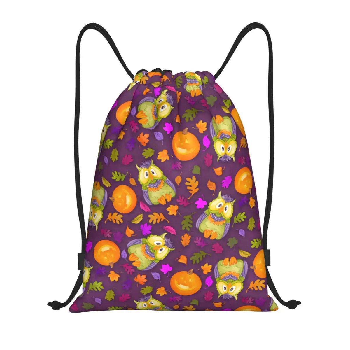 

Custom Happy Halloween Haunting Owls Drawstring Backpack Bags Men Women Lightweight Gym Sports Sackpack Sacks for Training