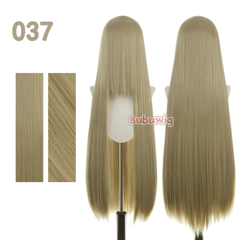 Bubuwig Synthetic Hair 100cm Long Straight Pure Color Cosplay Wigs Over 100 Colors Black White Red Blue Brown Wig Heat Resistant - Image 19