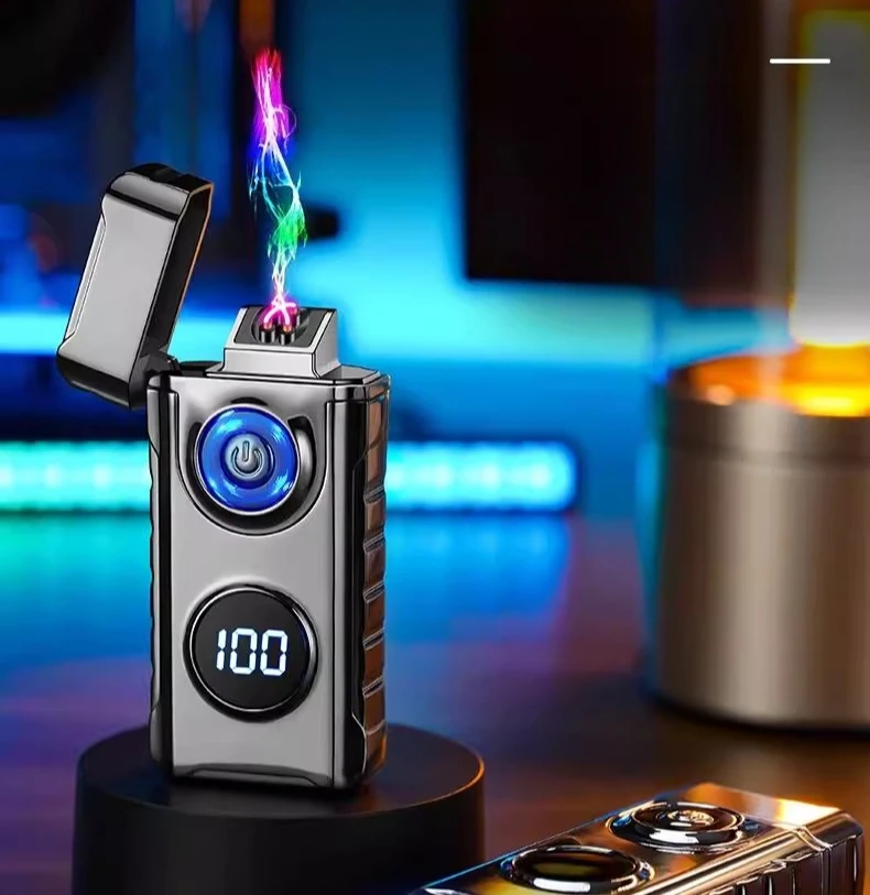 

Creative Lighting Electronic Cigarette Lighter with Dual Arc Windproof Charging Intelligent Display Battery Lighter