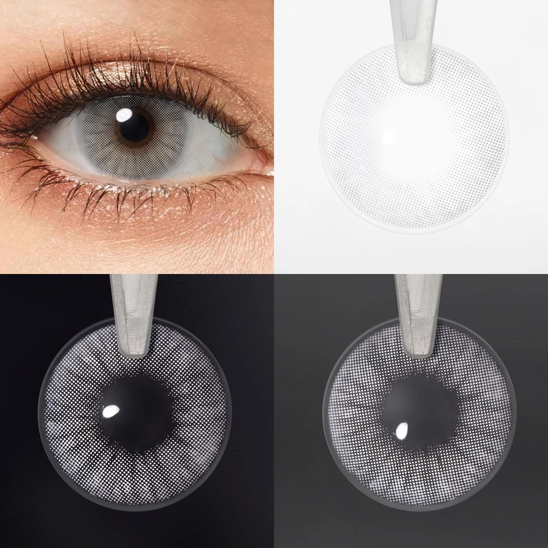 Lentes de contato natural para olhos, graduação, visão cinza, macio, 1 par