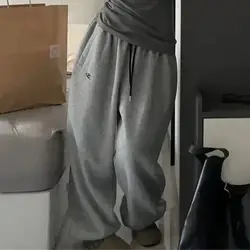 Winter Baggy Drawstring Trousers Streetwear Fleece Sweatpants Women Oversized Joggers Harajuku Korean Casual Thick Wide Leg Pant