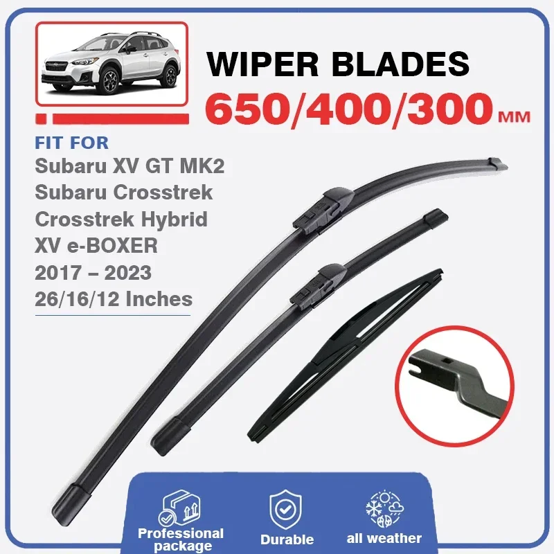 Wiper Blades Set For Subaru XV GT MK2 2017 – 2023 Crosstrek Hybrid e-BOXER Front Rear Windshield Windscreen 2018 2019 2020 2021