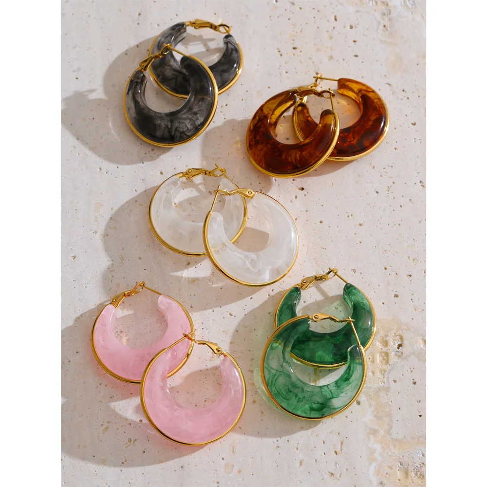 Chunky Acetate Hoop Earrings | Stainless Steel Daily Jewelry
