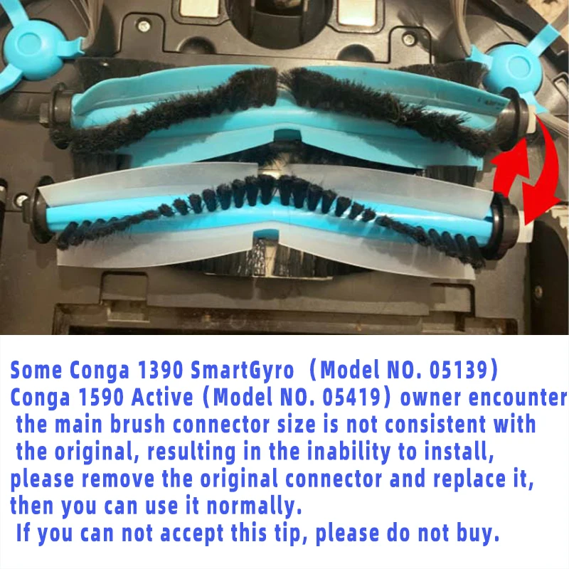 Compatible for Cecotec Conga 1290 1390 1590 Accessories Roller Main Side Brush Hepa Filter Mop Spare Parts