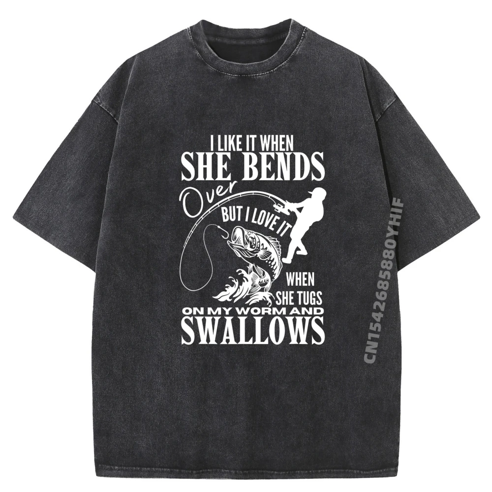 

Забавная брендовая футболка «I Like It When She Bends Over Fishing Dad», мужская футболка, уличная стираная рубашка