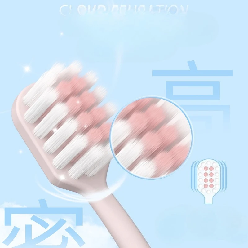 فرشاة أسنان للكبار بشعيرات ناعمة ممتازة برأس واسع منزلية فضية أيونية على الطراز الياباني حزمة عائلية 8 قطع تغليف دلو