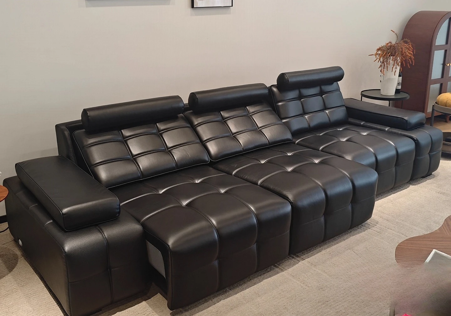 Electric sofa small apartment living room black Italian minimalist function sofa bed integrated dual-use