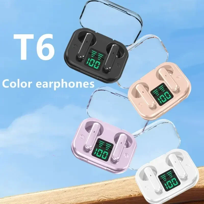 5.3 Wireless Bluetooth Headset Noise Cancelling Headset T6 TWS Bluetooth Earphones  With Microphone Headphones For iPhone Xiaomi