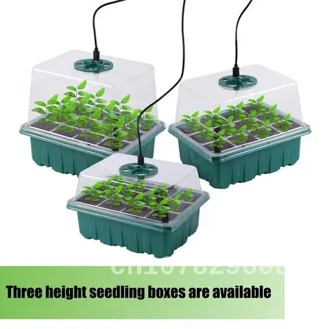 Grow LED Light Seed Starter Trays, Breathable Cover, Garden Succulent Flower Seedling Germination, Nursery Box, 12 Cells, 5 Pcs