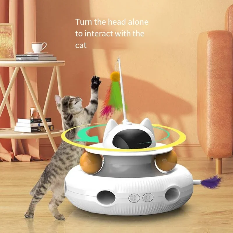 Cat Teaser Toy Intelligent Electric Cat Teaser Stick Electric Cat Teaser Turntable Pet Cat Toy 2024 Cat Toys Interactive