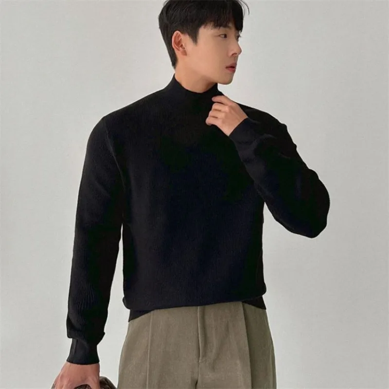 

Men's Cashmere Blend High-end Half Turtleneck Stretch Knitted Base Pullover Sweater