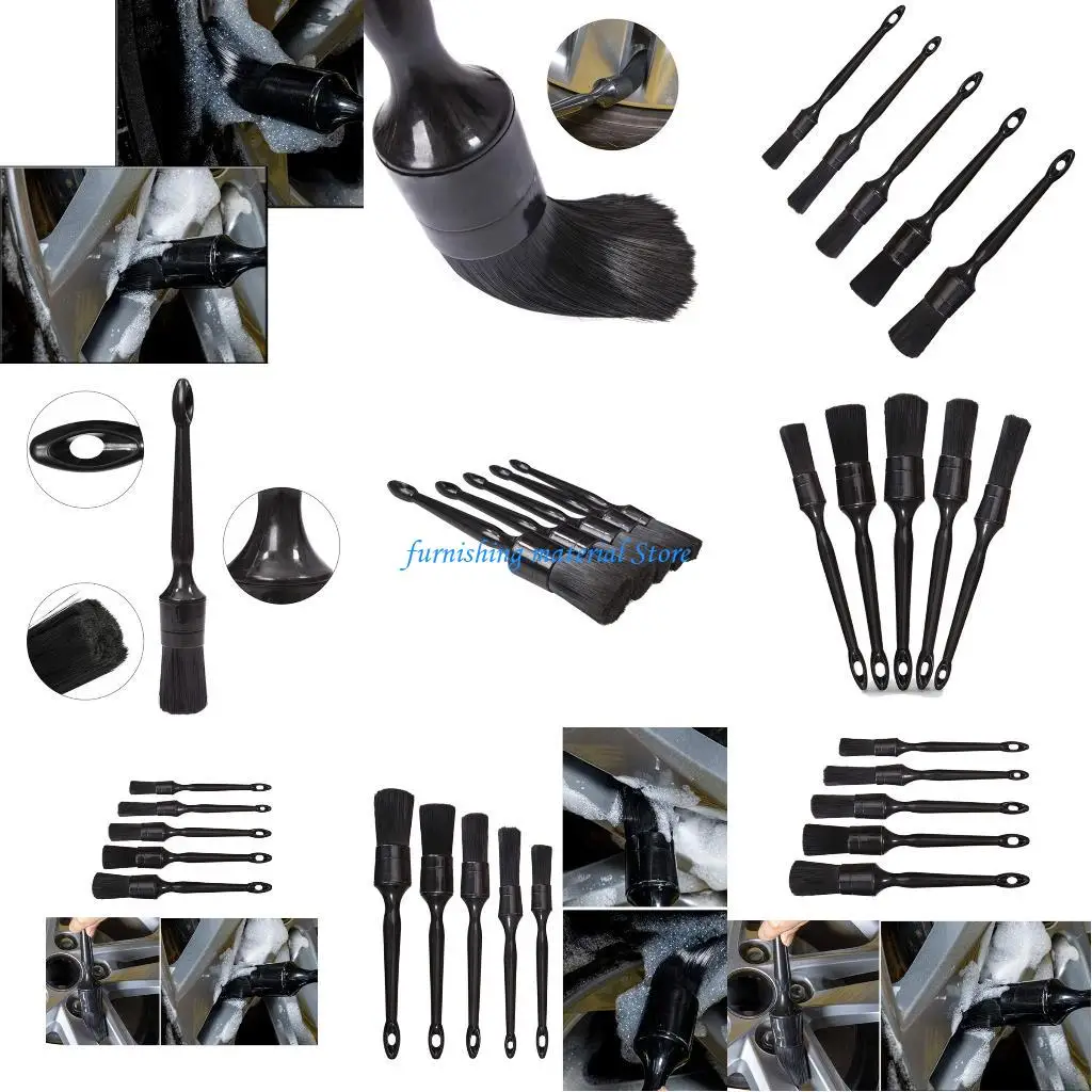 

Y5GD Pack of 5 User Friendly PP Detail Brushes Versatile for Various Car Types Care