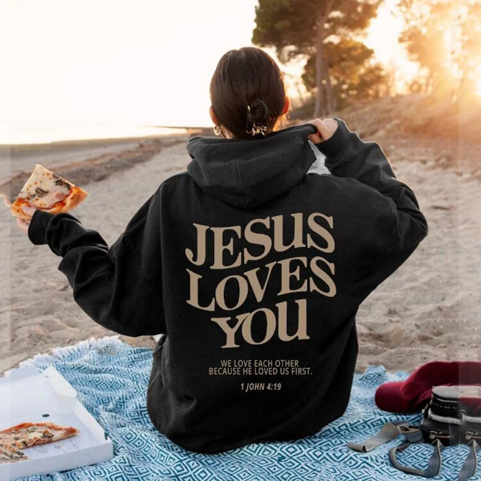 Jesus Love You 프린트 후드, 여성용 Y2K 의류, 긴팔, 재미있는 그래픽 후드 스웻셔츠, 2023 가을 겨울 풀오버 상의