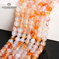 Natural Stone Red Plants Agate Bead Smooth Round Loose Spacer 4 6 8 10mm For Jewelry Making Diy Necklace Bracelet Accessory
