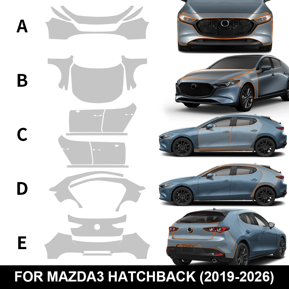 

Car Paint Protection Film for Mazda 3 Hatchback 2019-2026 Accessories Body Sticker Bra Kit Transparent Anti-scratch Car Styling