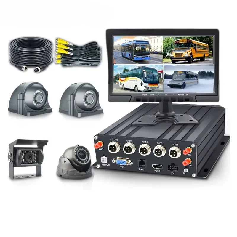 4G WIFI DVR System 1080P Waterproof Night Vision Camera Truck Van Ai Bus Cctv Mdvr Bus Security Camera MDVR Kit