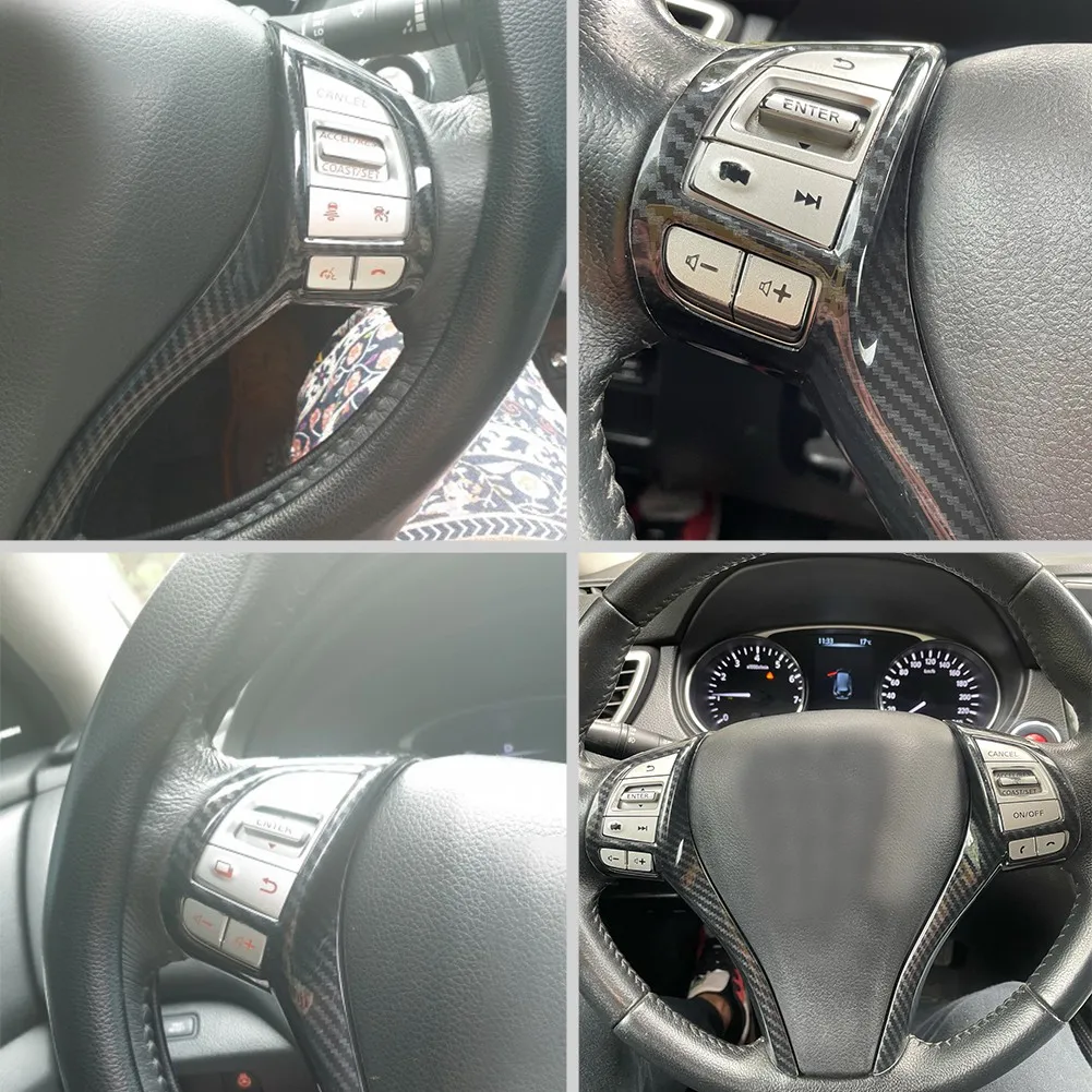 Capuchon de bouton de commutation de volant en fibre de carbone, garniture de bande de couverture, Nissan Qashqai J11 X-Trail, Teana Altima, 2013-2018