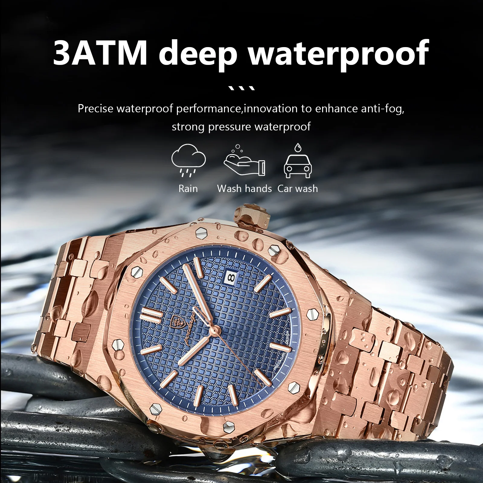 2025 New Men Watch Light Luxury Brand Stainless Steel Double Calendar Waterproof Male Business Leisure Fashion Quartz Clock Watc