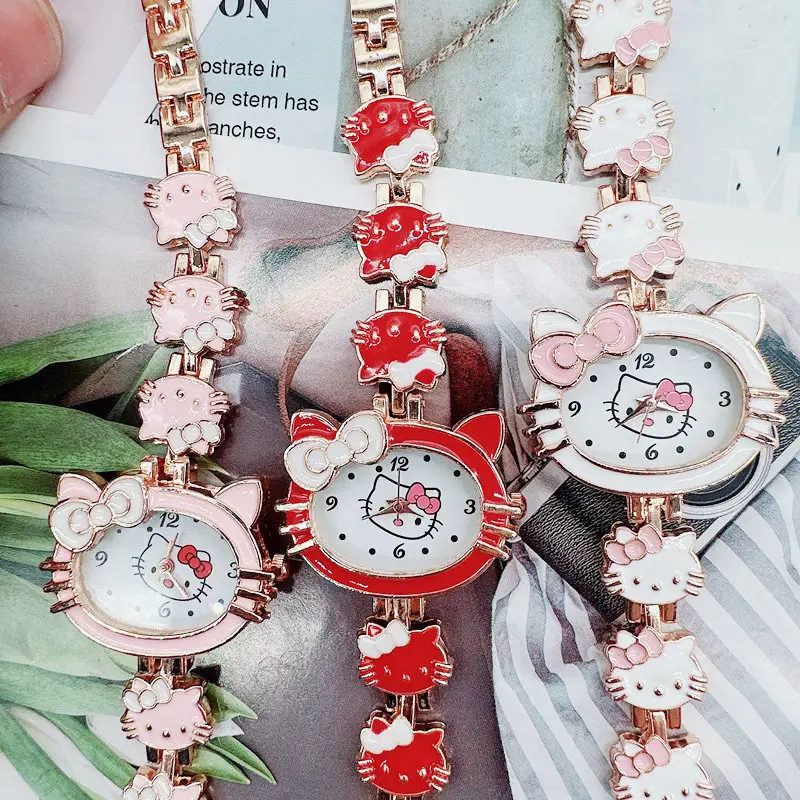 Sanrio Cartoon Cute HelloKitty Waterproof Electronic Watch Female Student Sweet Bow Anime Accessories Girlfriend Gift Women Gift