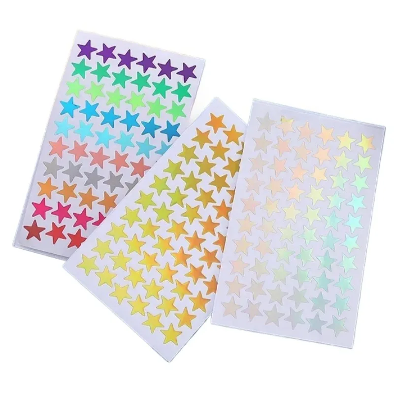 5 hojas/juego de pegatinas de estrellas brillantes, pegatinas de recompensa para madres y profesores para niños, estudiantes, adhesivo de papelería para decoración de álbum de recortes