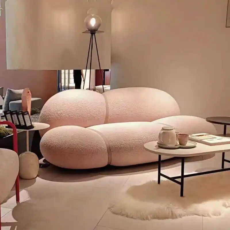 

Modern Designer Cloud Sofa European Minimalist Velvet Cloud Curved Living Room Sofas Puffs Double Lazy Divano Letto Furniture