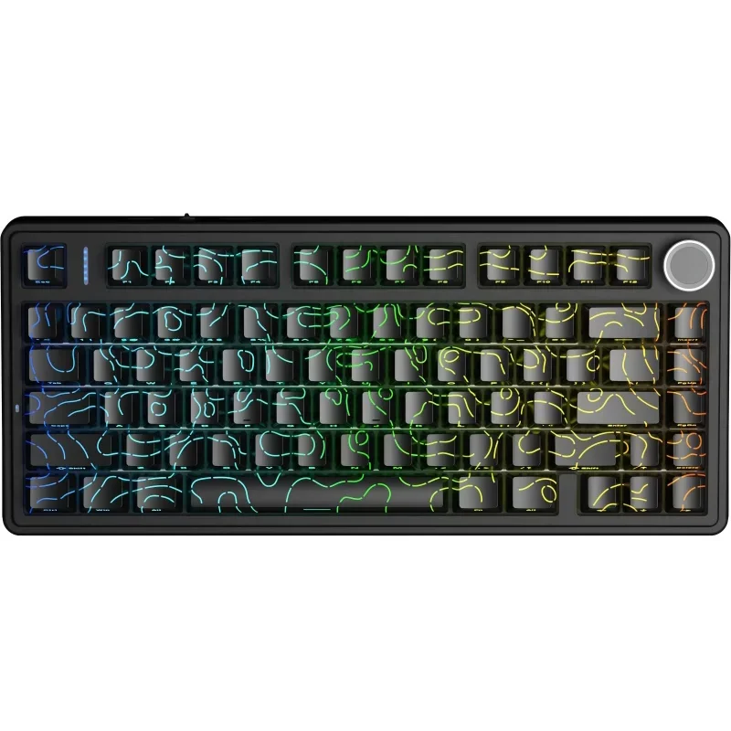 Teclado para jogos AULA F75HE com interruptor magnético, taxa de polling de 8000 Hz, iluminação RGB com possibilidade de troca rápida de teclas e bate