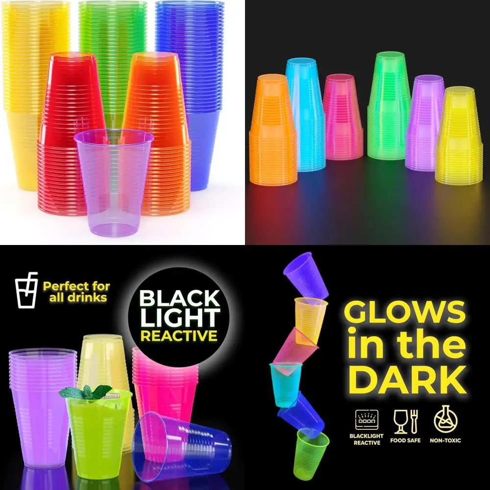 

12 Oz Colored Plastic Cups - 720 Pack for Glow Parties, Birthdays, and More Events