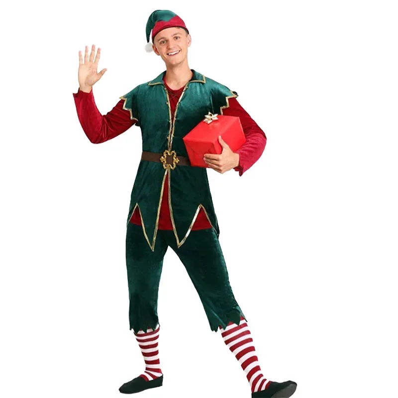 Cosplay de árvore de natal para homens e mulheres, adereços verdes, performance de palco para casais, estúdio fotográfico, roupas de inverno quentes