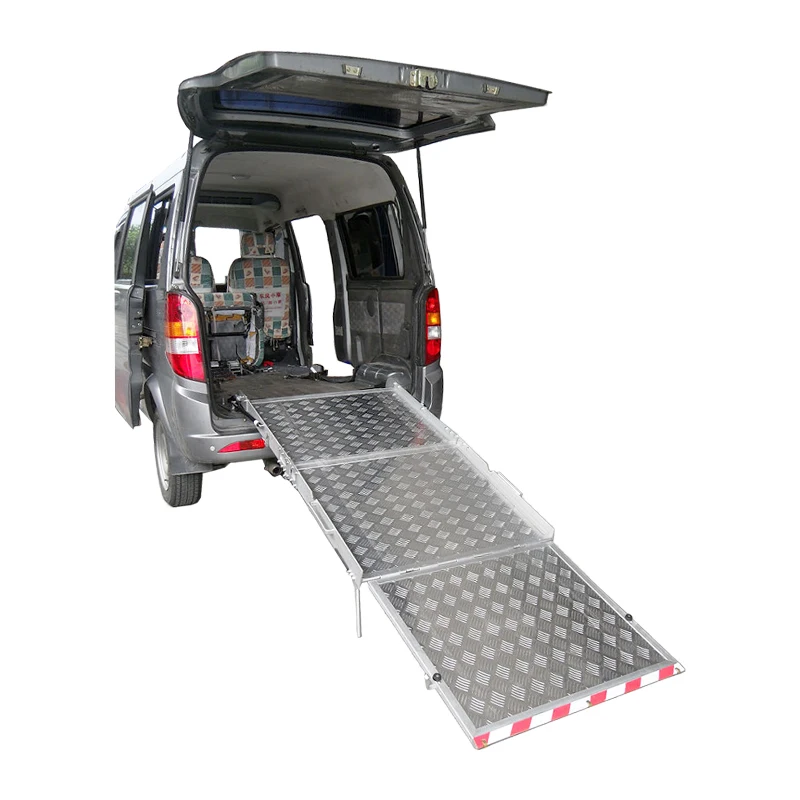 Van Car Manual Wheelchair Folding Ramp Aluminum Handicap Accessible Loading Lift Ramp For Disabled People Loading 350Kg