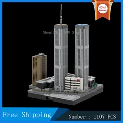 MOC City Street View Architecture World Trade Center (1987-2001) Model Block Assembly Building Collection Toy Gifts