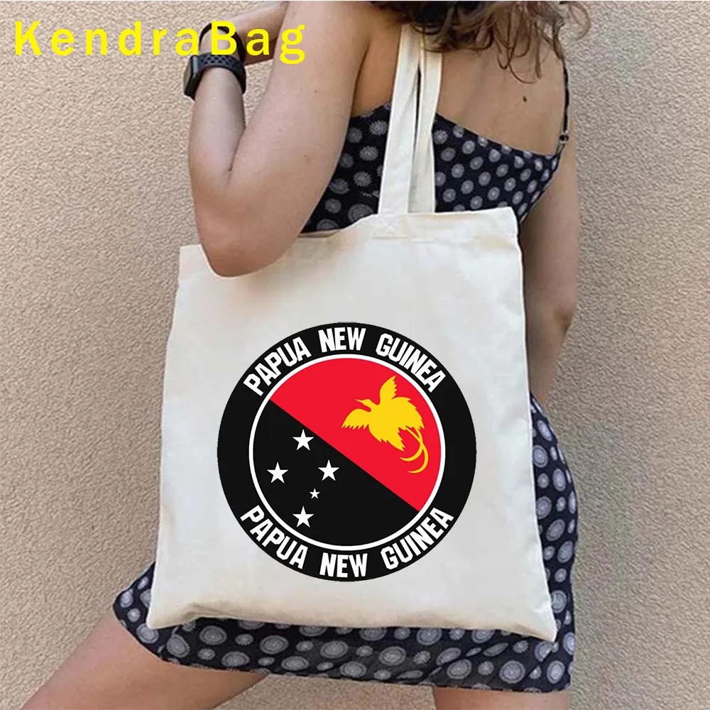 Love Heart Arms of Papua New Guinea Fag Map Patriotic Gifts National Symbols Canvas Tote Bags Shoulder Handbag Large Female Bags