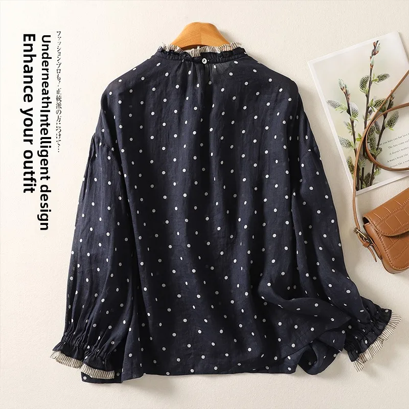 الرجعية الأزهار القطن الكتان irt المرأة الربيع تصميم الإحساس Earlet الدانتيل طوق التخسيس شيك الأعلى العصرية طويلة Sve irt