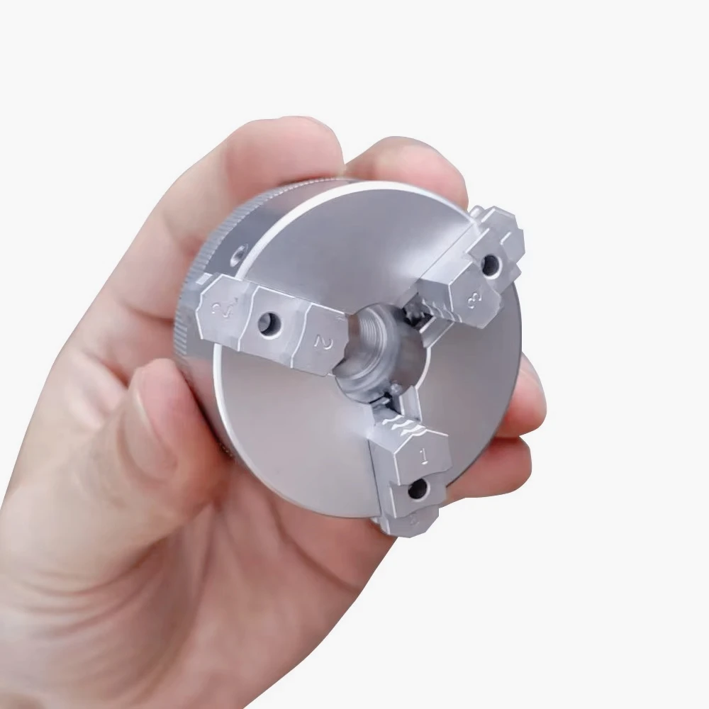 

AQ-50mm Mini Three Jaw Chuck for Lathe Bench GrinderElectric Drill Aluminum Alloy Self Centering Woodworking Turning Chuck