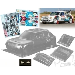 TeamC Bodies 190mm RC Rally Car Bodywork 1/10 Peugeoot 205 T16 Clear Body Shell W/Rear Wing ,Light Buckles and Mirrors + Decals