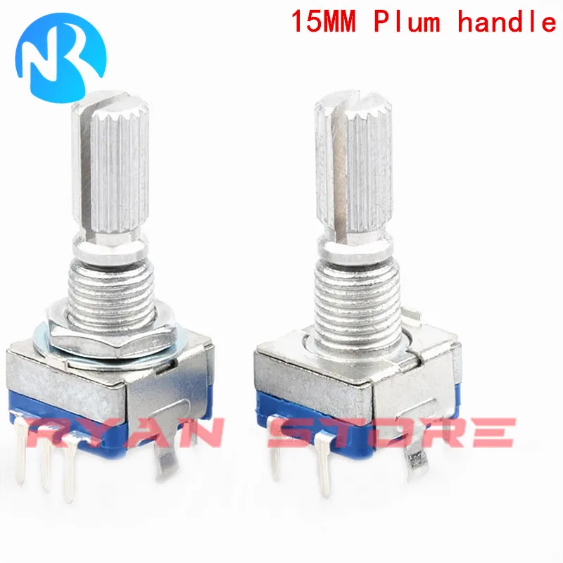 5PCS EC11 20 Position 360 Degree Rotary Encoder With Push Button Switch 5Pin Handle Long 15/20MM Plum Handle/ Half Handle