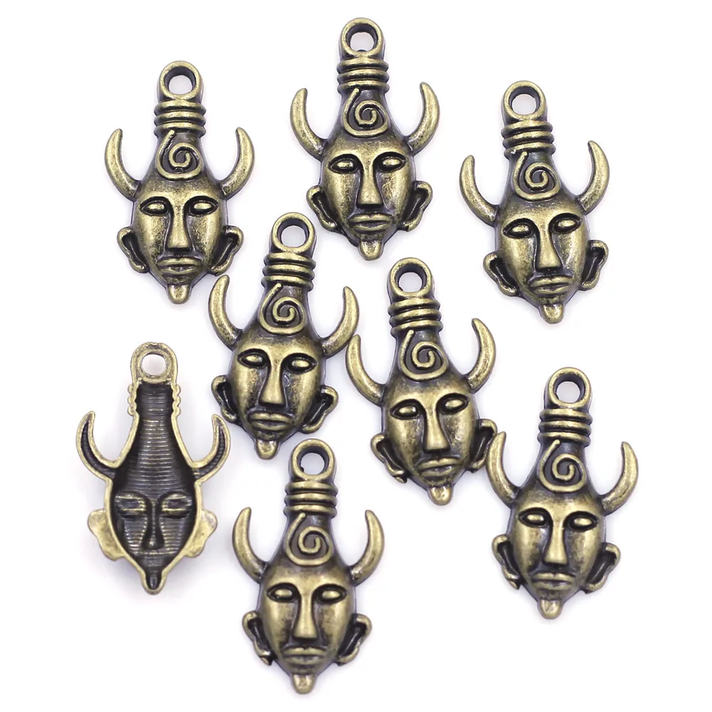 

Pendant Mask Supernatural Dean's Demon Protection Amulet Bronze Tone Charms Jewelry 32x19mm 10Pcs