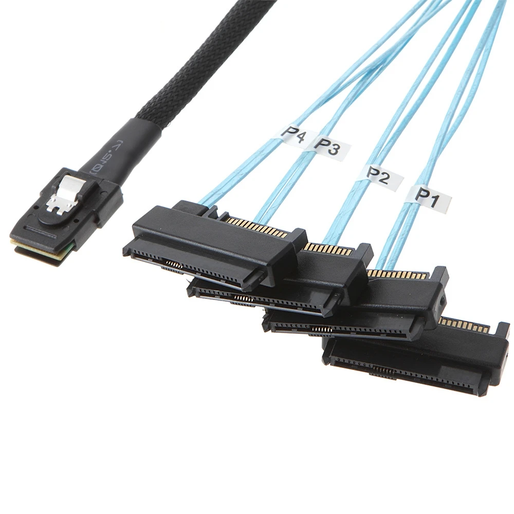 Mini-SAS to SAS-Cable,SFF-8643 to SAS SFF-8643&8087 to SFF-8482 Connector 4X SAS 29Pin SFF-8482 with SATA Power Adapter Cable