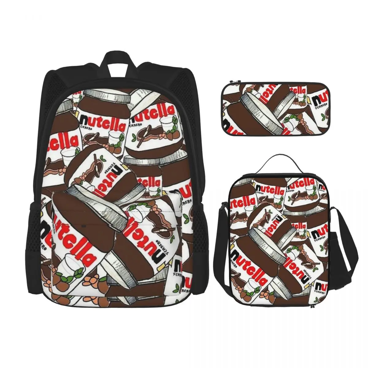 

Рюкзаки Jar Of Nutella Chocolate, сумка для книг для мальчиков и девочек, школьные сумки для студентов, детский рюкзак, сумка для обеда, сумка для ручек, набор из трех предметов