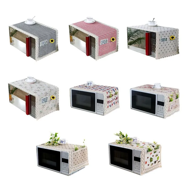 Anti-Slip Microwave Oven Dust Cover Microwave Dustproof Cover Decorative Kitchen Appliance Cover with Storage Bags