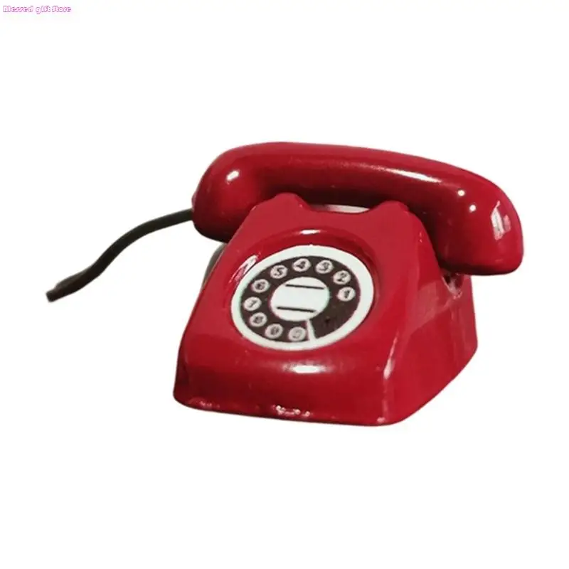 D0JC 1/12 Scale Miniature Fixed Line Telephone Model For Doll House Scene Arrangement