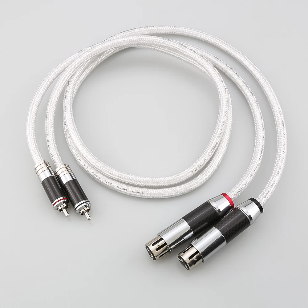 

IC102AG 99.998% Pure Silver Carbon Fiber RCA To XLR Cable HiFi Audio Interconnect Solid PSS Pure Silver Core Silver-Plated Plug