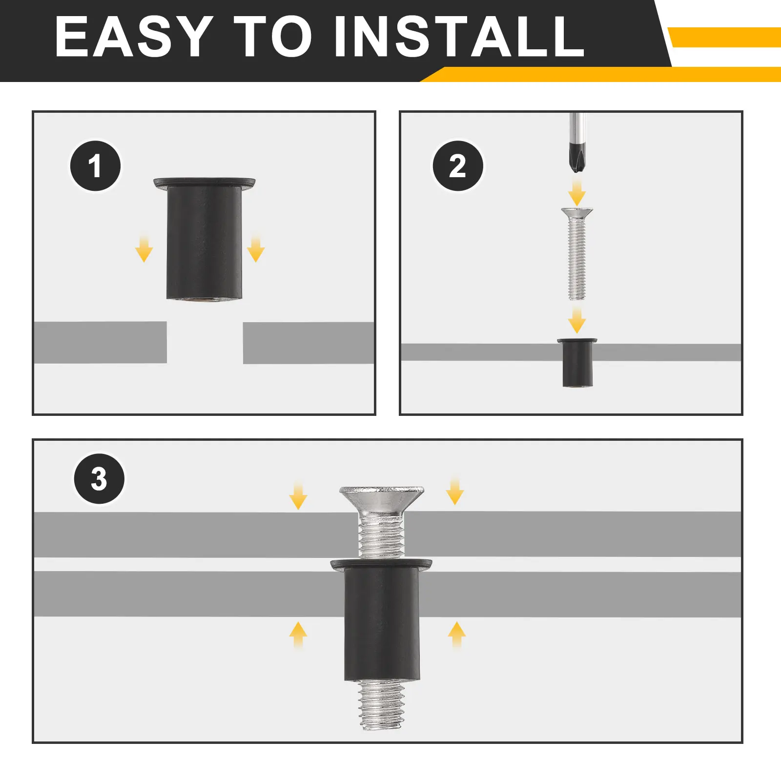 18-72Pairs M4 M5 M6 Neoprene Well Nuts with Stainless Steel Screw Rubber Well Nuts Kit Brass Copper Bolt Windscreen