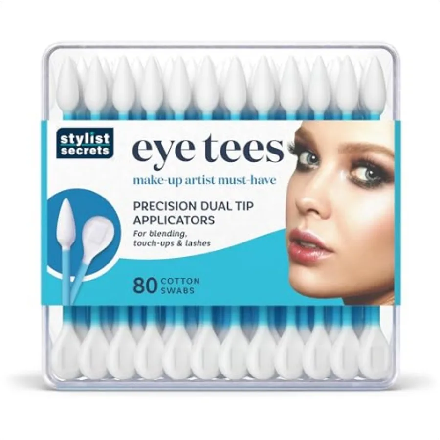 Fran Wilson EYE TEES COTTON TIPS 80 Count 6 PACK Precision Makeup Applicator Doublesided Swabs with Pointed and Rounded Ends fo