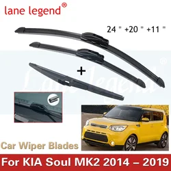 Car Wiper Front & Rear Wiper Blades Set For Kia Soul MK2 2014 - 2019 Windshield Windscreen Window Rain Brushes 24